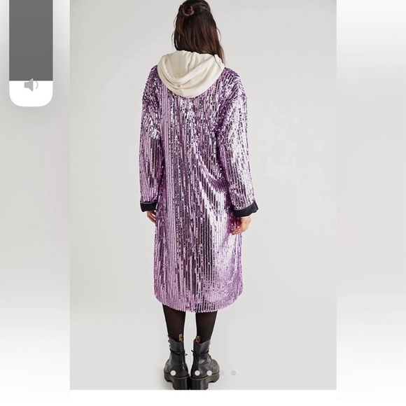 FREE PEOPLE Ella Sequin Duster Small Purple Black Relaxed Longline Dressy Party - Picture 4 of 16